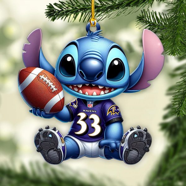 Baltimore Ravens x Stitch Custom Shape 2-sided Acrylic Ornament - VANDH 3990