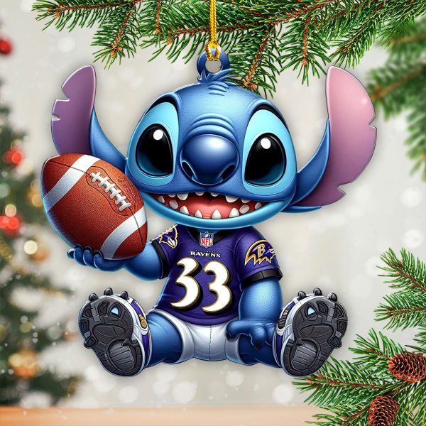 Baltimore Ravens x Stitch Custom Shape 2-sided Acrylic Ornament - VANDH 3990