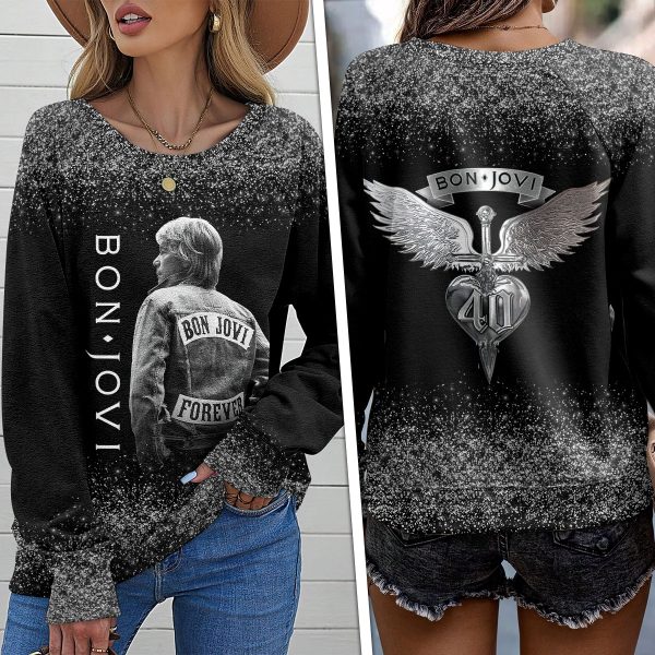 Bon Jovi Round Neck Raglan Sleeve Sweatshirt – HOATT 7298