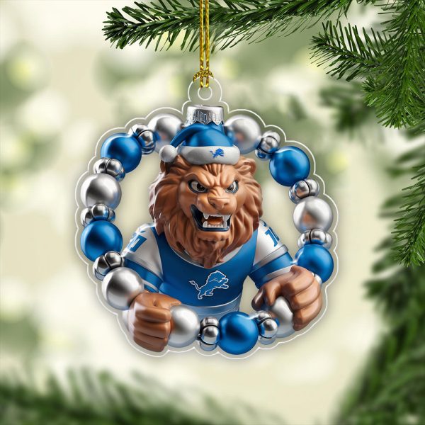 Detroit Lions Custom Shape Clear 1-Sided Acrylic Ornament - VANDH 3984