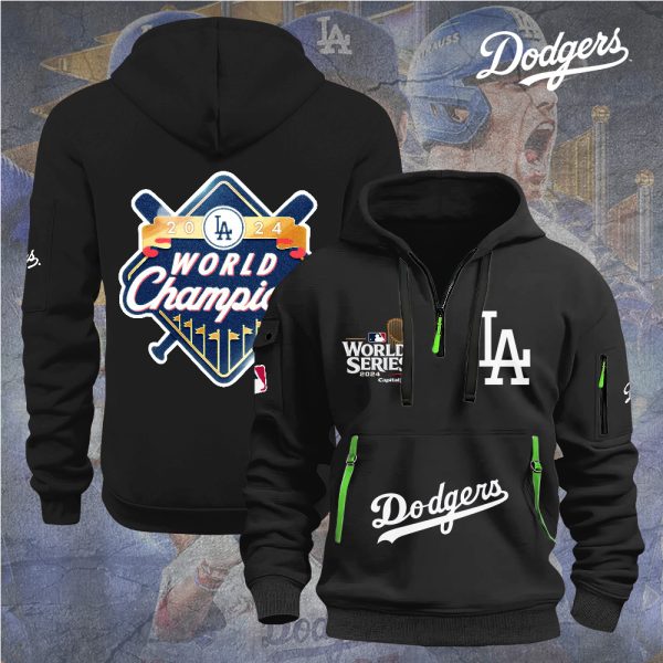 Los Angeles Dodgers 2D Quarter Zip Hoodie - TANTN 9098