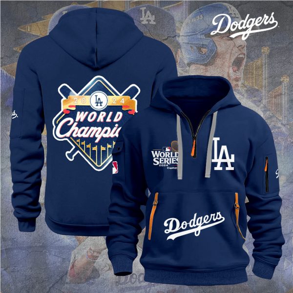 Los Angeles Dodgers 2D Quarter Zip Hoodie - TANTN 9098