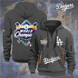Los Angeles Dodgers 2D Quarter Zip Hoodie - TANTN 9098