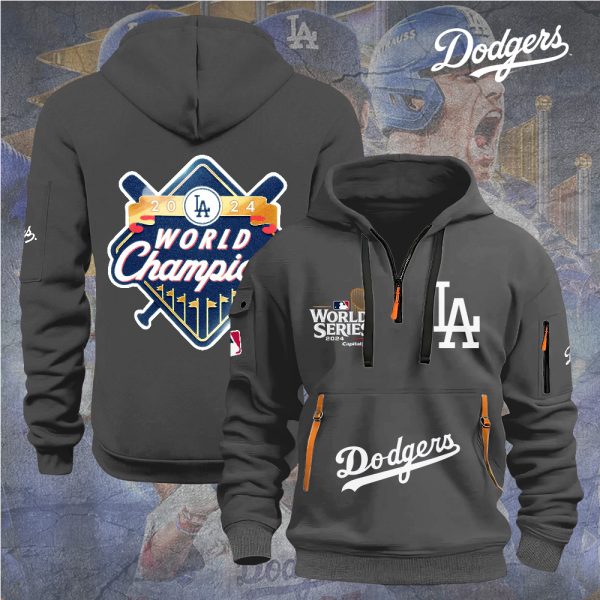 Los Angeles Dodgers 2D Quarter Zip Hoodie - TANTN 9098