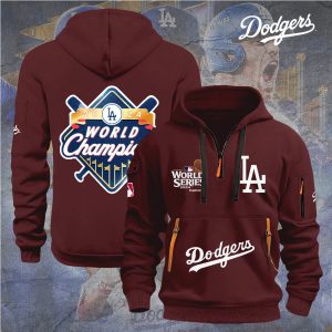 Los Angeles Dodgers 2D Quarter Zip Hoodie - TANTN 9098