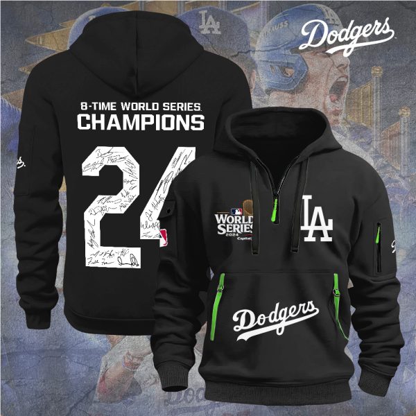 Los Angeles Dodgers 2D Quarter Zip Hoodie - TANTN 9099