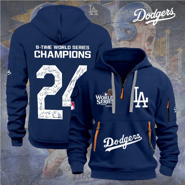 Los Angeles Dodgers 2D Quarter Zip Hoodie - TANTN 9099