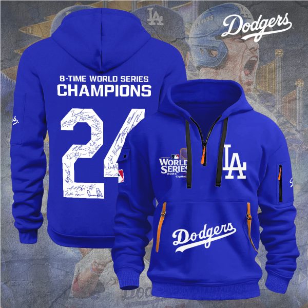 Los Angeles Dodgers 2D Quarter Zip Hoodie - TANTN 9099