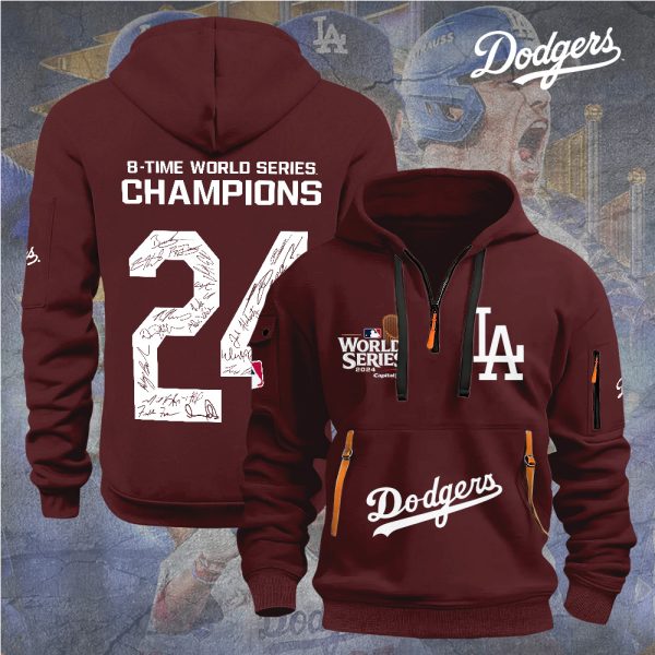 Los Angeles Dodgers 2D Quarter Zip Hoodie - TANTN 9099