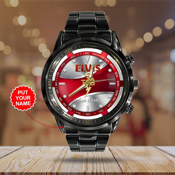 Personalized Elvis Presley Black Stainless Steel Watch - HOATT 7660