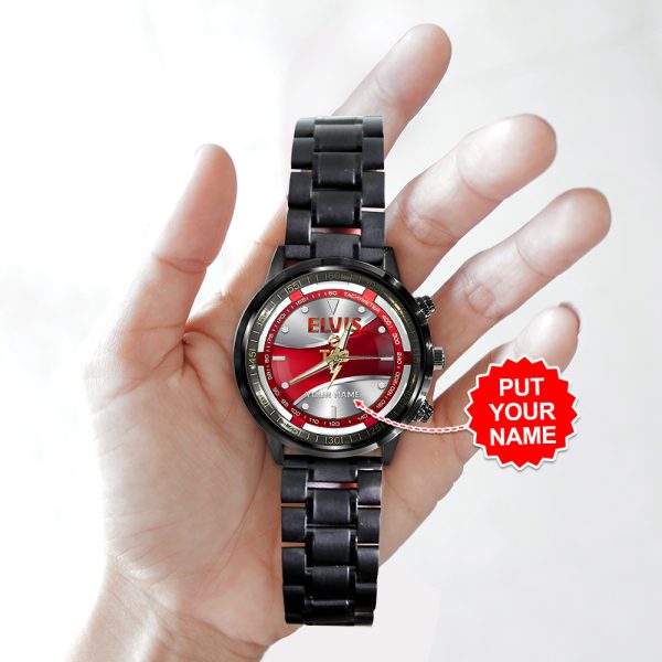 Personalized Elvis Presley Black Stainless Steel Watch - HOATT 7660