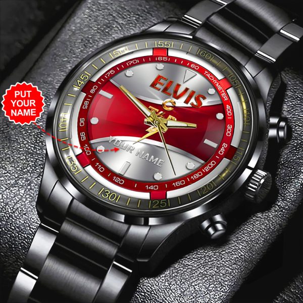 Personalized Elvis Presley Black Stainless Steel Watch - HOATT 7660