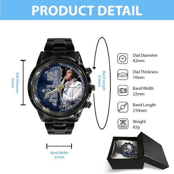 Elvis Presley Black Stainless Steel Watch - HOATT 7663