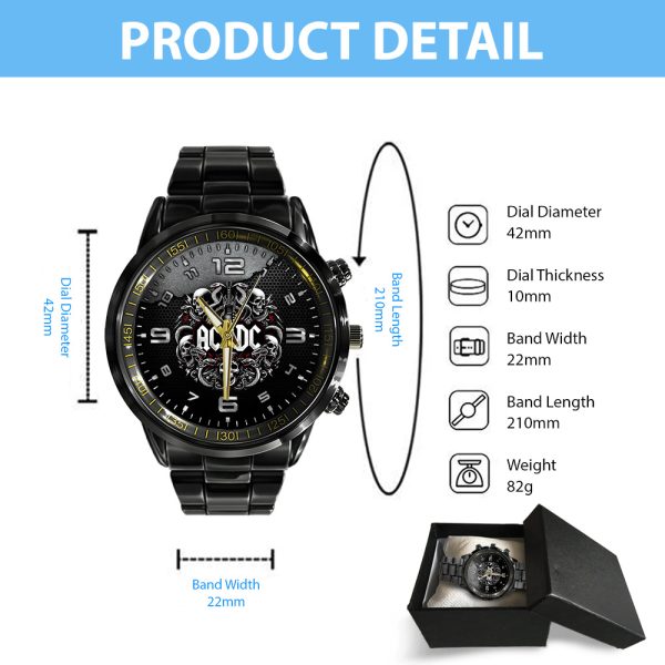 Rock Music Black Stainless Steel Watch - GNE 2200