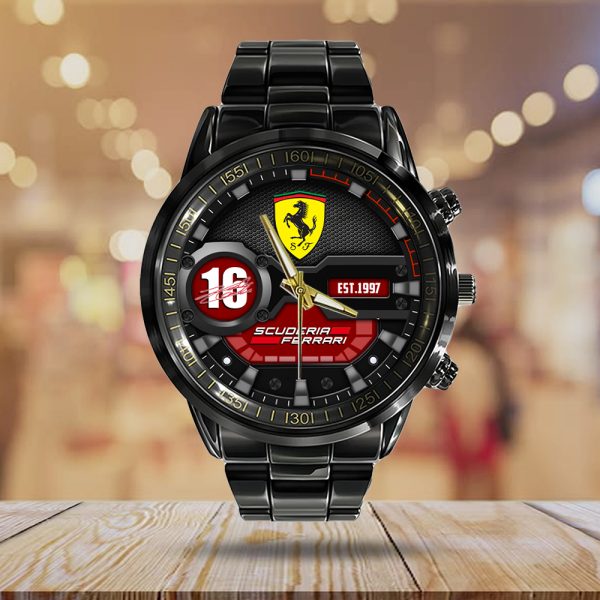Scuderia Ferrari x Charles Leclerc Black Stainless Steel Watch - HOATT 7690