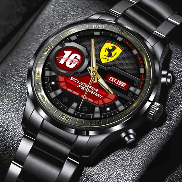 Scuderia Ferrari x Charles Leclerc Black Stainless Steel Watch - HOATT 7690