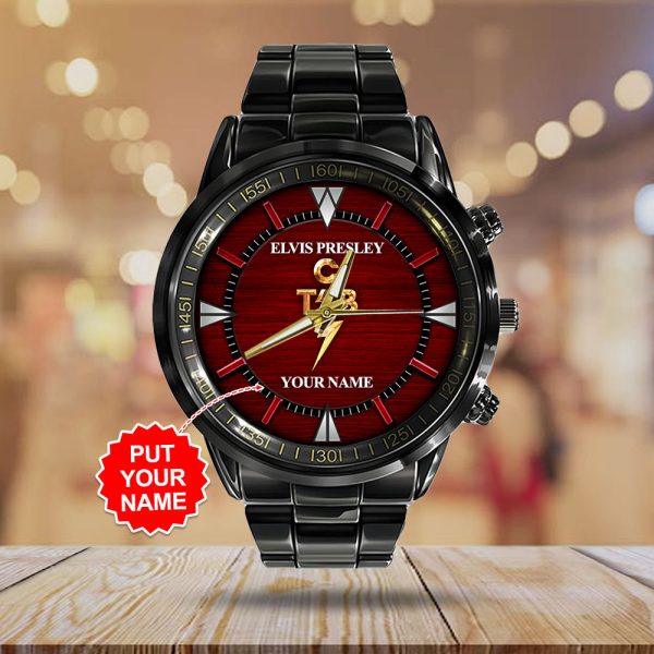 Personalized Elvis Presley Black Stainless Steel Watch - HOATT 7847