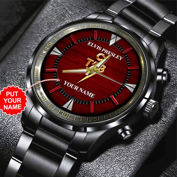 Personalized Elvis Presley Black Stainless Steel Watch - HOATT 7847
