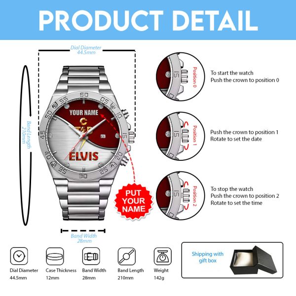 Personalized Elvis Presley Gentleman Stainless Steel Watch - HOATT 7830