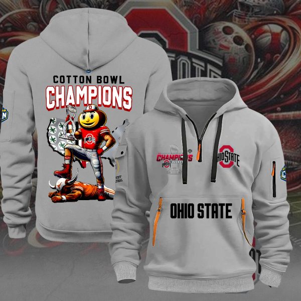 Ohio State Buckeyes Football 2D Quarter Zip Hoodie - MAITM 9596