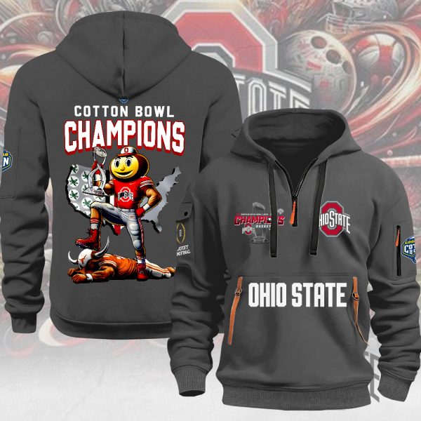 Ohio State Buckeyes Football 2D Quarter Zip Hoodie - MAITM 9596