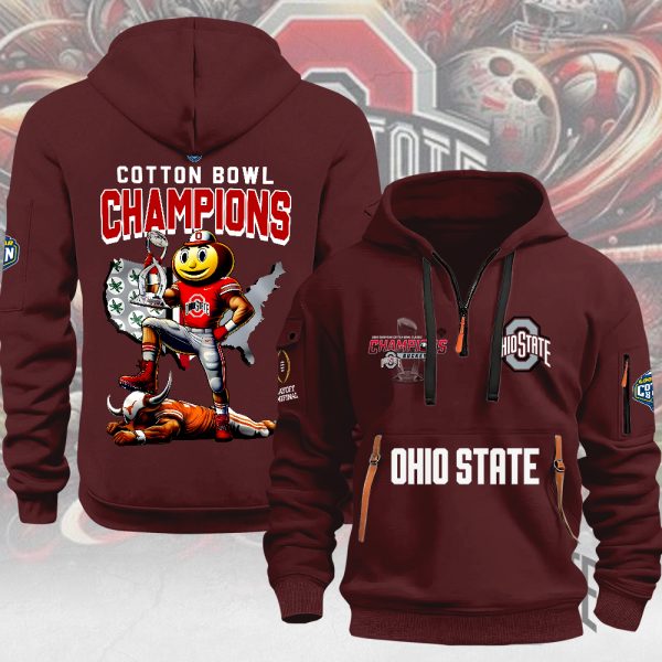 Ohio State Buckeyes Football 2D Quarter Zip Hoodie - MAITM 9596