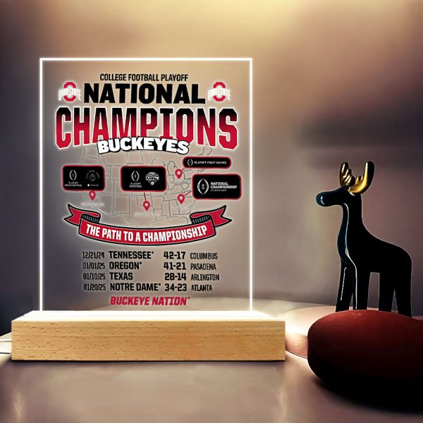 Ohio State Buckeyes Football Led Light with Wooden Base (7 Colors) - TANTN 10680