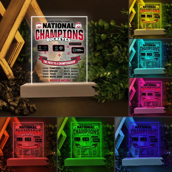 Ohio State Buckeyes Football Led Light with Wooden Base (7 Colors) - TANTN 10680