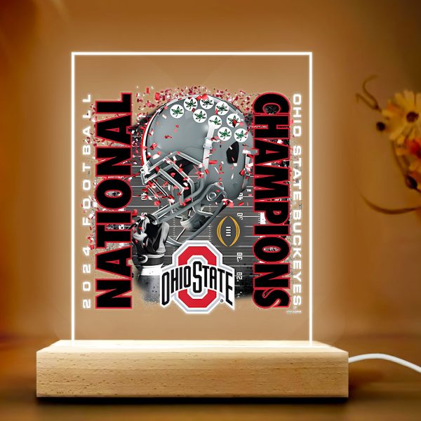 Ohio State Buckeyes Football Led Light with Wooden Base (7 Colors) - TANTN 10683
