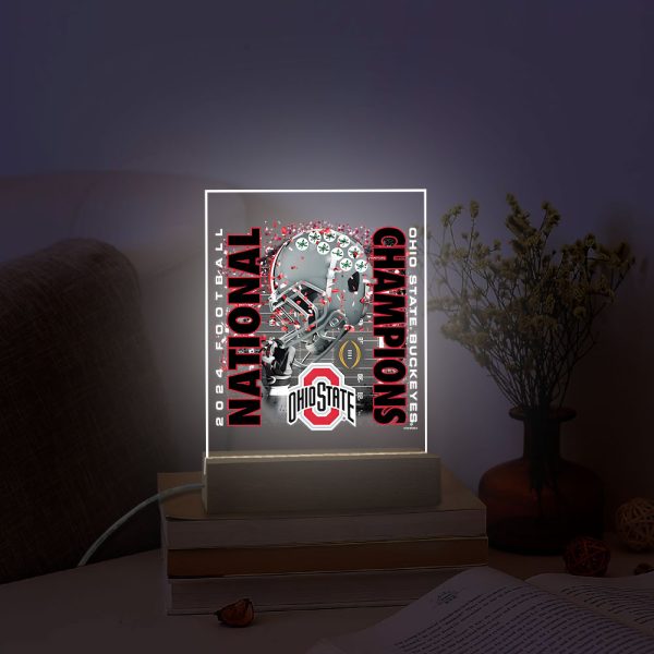 Ohio State Buckeyes Football Led Light with Wooden Base (7 Colors) - TANTN 10683