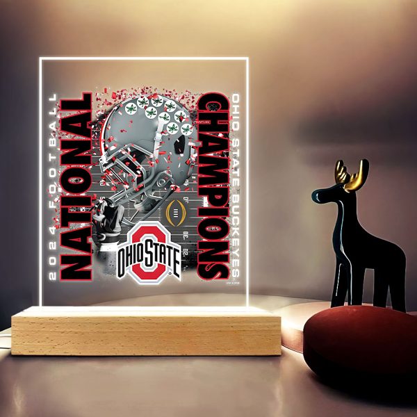 Ohio State Buckeyes Football Led Light with Wooden Base (7 Colors) - TANTN 10683