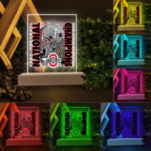 Ohio State Buckeyes Football Led Light with Wooden Base (7 Colors) - TANTN 10683