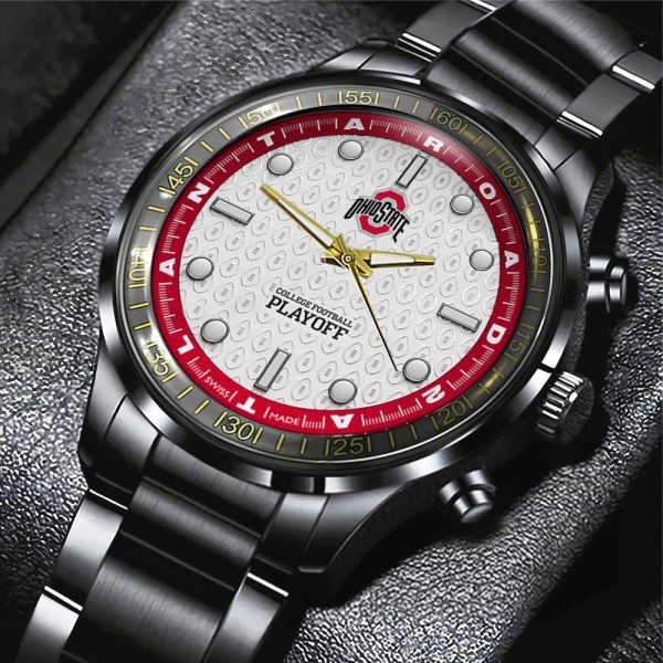 Ohio State Buckeyes Football Black Stainless Steel Watch - TANTN 10546