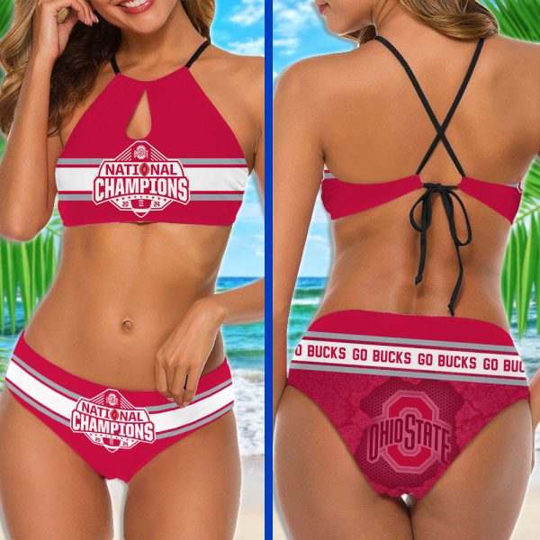 Ohio State Buckeyes Football Cami Keyhole Swimsuit - MAITM 9704