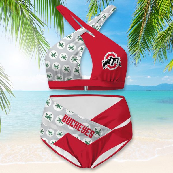 Ohio State Buckeyes Football 3D Criss Cross Swimsuit - MAITM 9628
