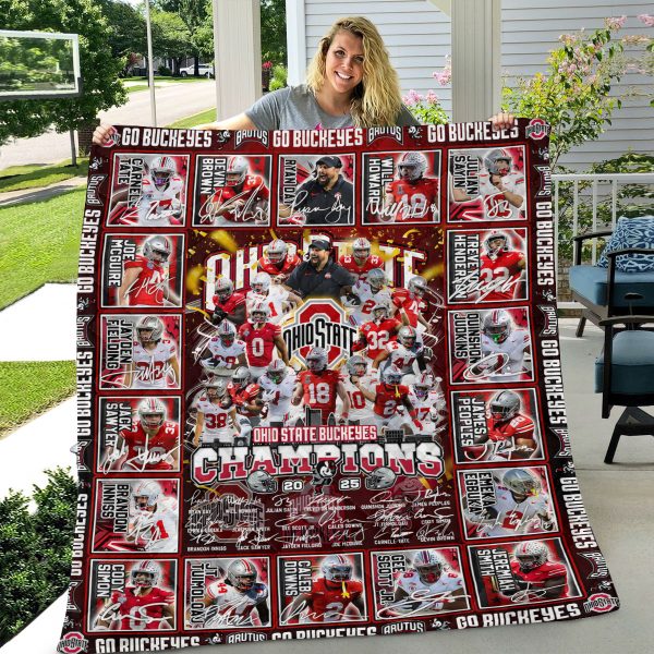 Ohio State Buckeyes Football Quilt Blanket - TANTN 10625