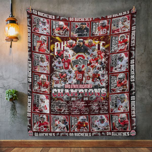 Ohio State Buckeyes Football Quilt Blanket - TANTN 10625