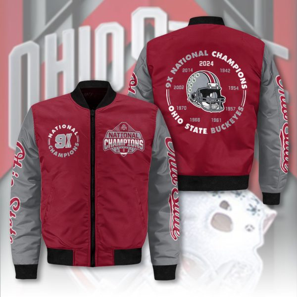 Ohio State Buckeyes Football 3D Bomber Jacket - HOATT 8148