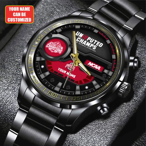 Personalized Ohio State Buckeyes Football Black Stainless Steel Watch - TANTN 10659