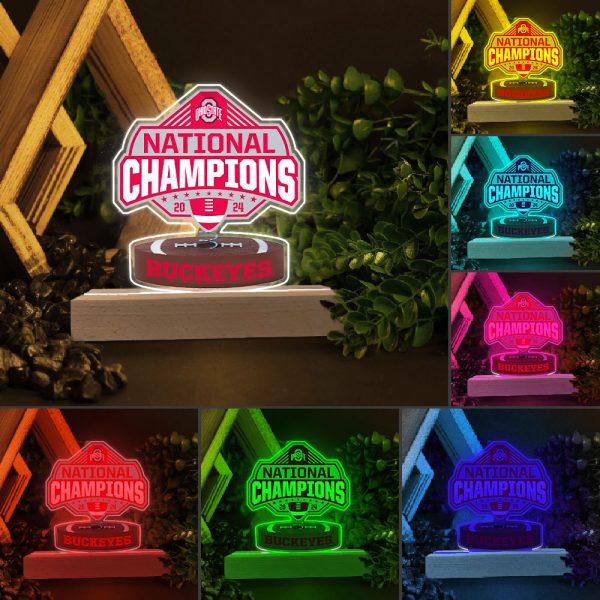 Ohio State Buckeyes Football Led Light with Wooden Base (7 Colors) - HOATT 8117