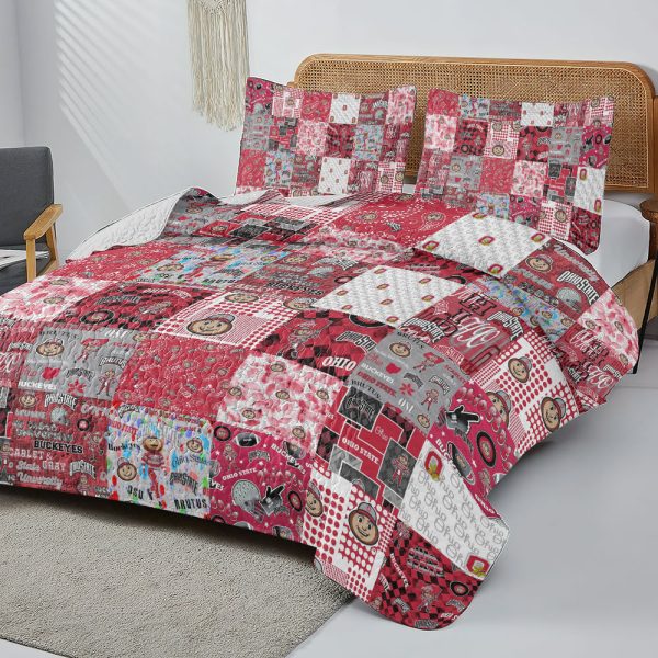 Ohio State Buckeyes Football Quilt Bedding Set - HOATT 8041