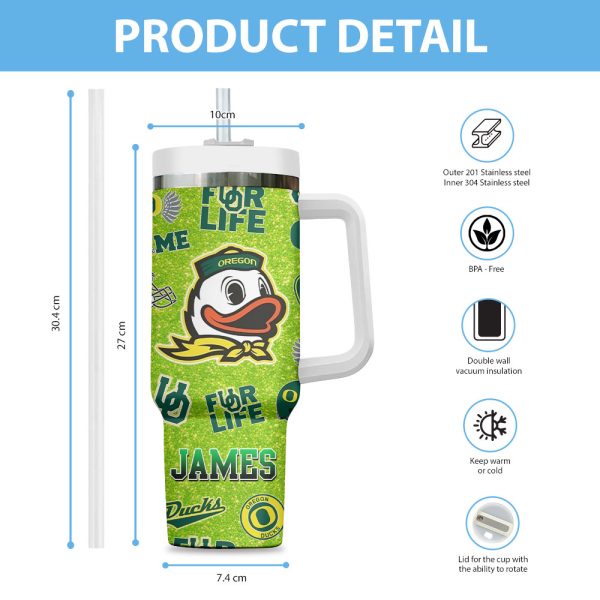 Personalized Oregon Ducks Football 40oz Stanley Tumbler - VANDH 4189