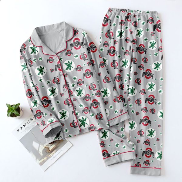 Ohio State Buckeyes Football Button Down Pajamas Set – MAITM 10009