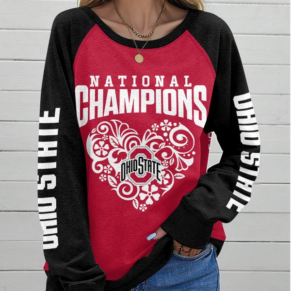 Ohio State Buckeyes Football Round Neck Raglan Sleeve Sweatshirt – ANHNV 6066