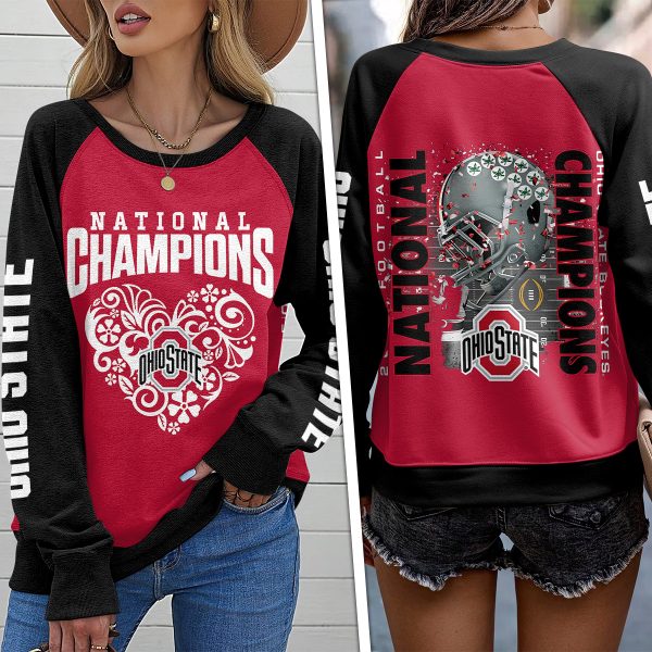 Ohio State Buckeyes Football Round Neck Raglan Sleeve Sweatshirt – ANHNV 6066