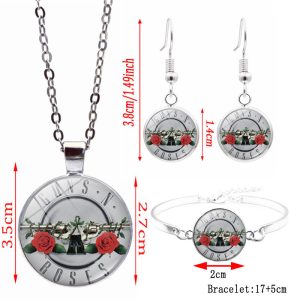 Guns N' Roses Earrings Bracelet Necklace Set - MAITM DROP048