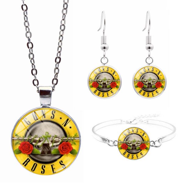 Guns N' Roses Earrings Bracelet Necklace Set - MAITM DROP048