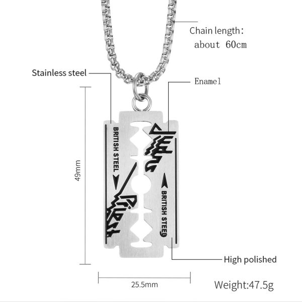 Judas Priest Stainless Steel Razor Blade Necklace - MAITM DROP041