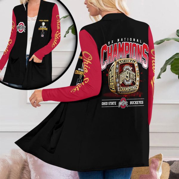 Ohio State Buckeyes Football Women's Patch Pocket Cardigan - HOATT 8762