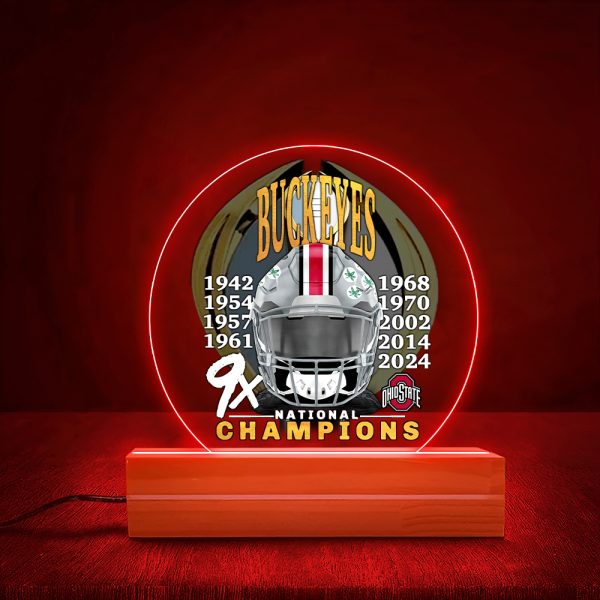 Ohio State Buckeyes Football Led Light with Wooden Base (7 Colors) - HOATT 8167
